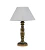 Milan Off White Cotton Shade Night Lamp With Wood Base
