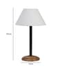 Turin Off White Cotton Shade Night Lamp With Wood Base