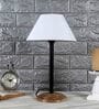 Turin Off White Cotton Shade Night Lamp With Wood Base