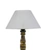 Milan Off White Cotton Shade Night Lamp With Wood Base