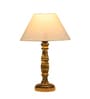 Milan Off White Cotton Shade Night Lamp With Wood Base