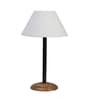 Turin Off White Cotton Shade Night Lamp With Wood Base