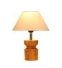 Imprisoned Off White Cotton Shade Night Lamp With Wood Base