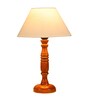 Genoa Off White Cotton Shade Night Lamp With Wood Base