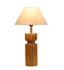 Nirvana Off White Cotton Shade Night Lamp With Wood Base