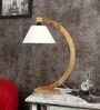 Noel Off White Cotton Shade Night Lamp With Wood Base