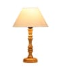 Trieste Off White Cotton Shade Night Lamp With Wood Base