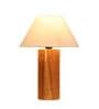 Babel Off White Cotton Shade Night Lamp With Wood Base