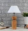Nirvana Off White Cotton Shade Night Lamp With Wood Base