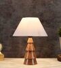 Algae Off White Cotton Shade Night Lamp With Wood Base