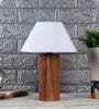 Babel Off White Cotton Shade Night Lamp With Wood Base