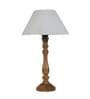 Messina Off White Cotton Shade Night Lamp With Wood Base