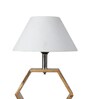 Fangio Off White Cotton Shade Night Lamp With Wood Base