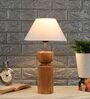 Nirvana Off White Cotton Shade Night Lamp With Wood Base