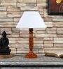 Genoa Off White Cotton Shade Night Lamp With Wood Base