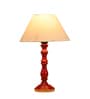 Catania Off White Cotton Shade Night Lamp With Wood Base