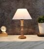 Trieste Off White Cotton Shade Night Lamp With Wood Base