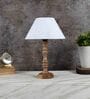 Trieste Off White Cotton Shade Night Lamp With Wood Base