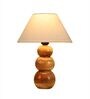 Estelle Off White Cotton Shade Night Lamp With Wood Base