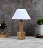 Mace Off White Cotton Shade Night Lamp With Wood Base