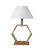 Fangio Off White Cotton Shade Night Lamp With Wood Base