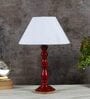 Catania Off White Cotton Shade Night Lamp With Wood Base