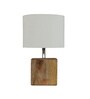 Moby Off White Cotton Shade Night Lamp With Wood Base