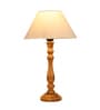 Messina Off White Cotton Shade Night Lamp With Wood Base
