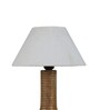 Mace Off White Cotton Shade Night Lamp With Wood Base