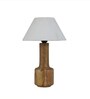 Mace Off White Cotton Shade Night Lamp With Wood Base