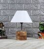 Admiration Off White Cotton Shade Night Lamp With Wood Base