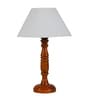Genoa Off White Cotton Shade Night Lamp With Wood Base