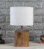 Moby Off White Cotton Shade Night Lamp With Wood Base