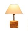 Admiration Off White Cotton Shade Night Lamp With Wood Base