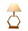Fangio Off White Cotton Shade Night Lamp With Wood Base