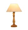 Naples Off White Cotton Shade Night Lamp With Wood Base