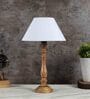 Messina Off White Cotton Shade Night Lamp With Wood Base