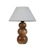 Estelle Off White Cotton Shade Night Lamp With Wood Base