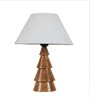 Algae Off White Cotton Shade Night Lamp With Wood Base