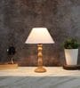 Pisa Off White Cotton Shade Night Lamp With Wood Base
