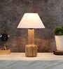 Mace Off White Cotton Shade Night Lamp With Wood Base
