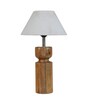 Nirvana Off White Cotton Shade Night Lamp With Wood Base