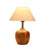 Modena Off White Cotton Shade Night Lamp With Wood Base
