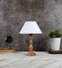 Pisa Off White Cotton Shade Night Lamp With Wood Base