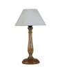 Hersey Off White Cotton Shade Night Lamp With Wood Base