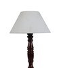 Canvas Off White Cotton Shade Night Lamp With Wood Base