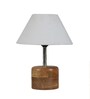 Admiration Off White Cotton Shade Night Lamp With Wood Base