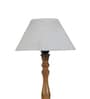 Messina Off White Cotton Shade Night Lamp With Wood Base