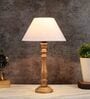 Messina Off White Cotton Shade Night Lamp With Wood Base