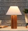 Babel Off White Cotton Shade Night Lamp With Wood Base